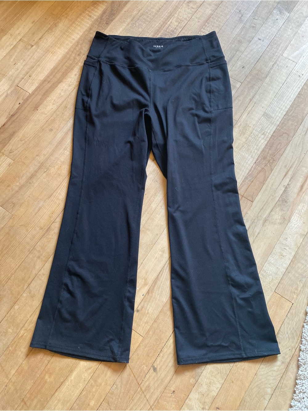 torrid Black Boot-Cut Flare Active Pants with side pockets